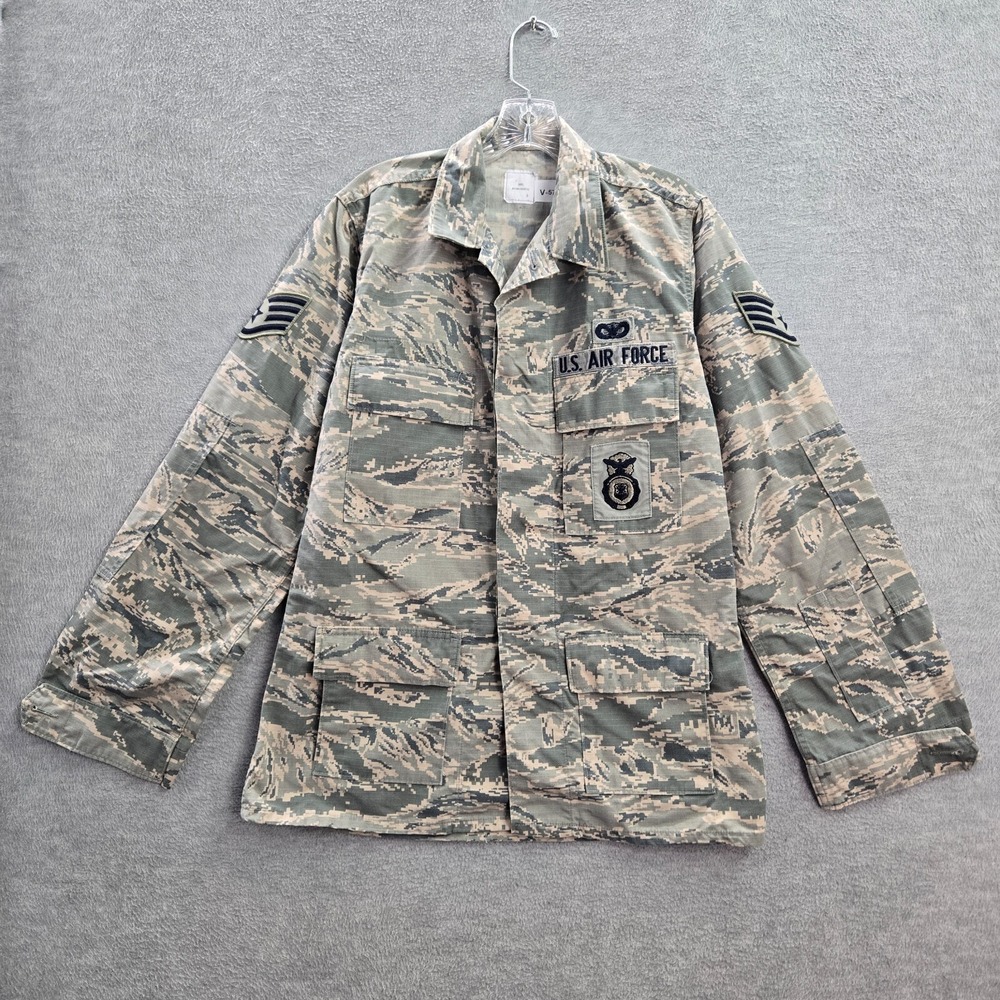 US Air‎ Force Men Jacket 36 Green Coat Utility Ripstop Nylon Pockets Collar